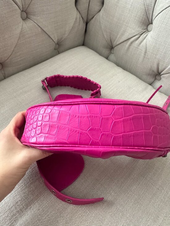 🔥 Balenciaga Le Cagole XS Croc Embossed Shoulder Bag – Hot Pink – BNWT 🔥 - Picture 8 of 16